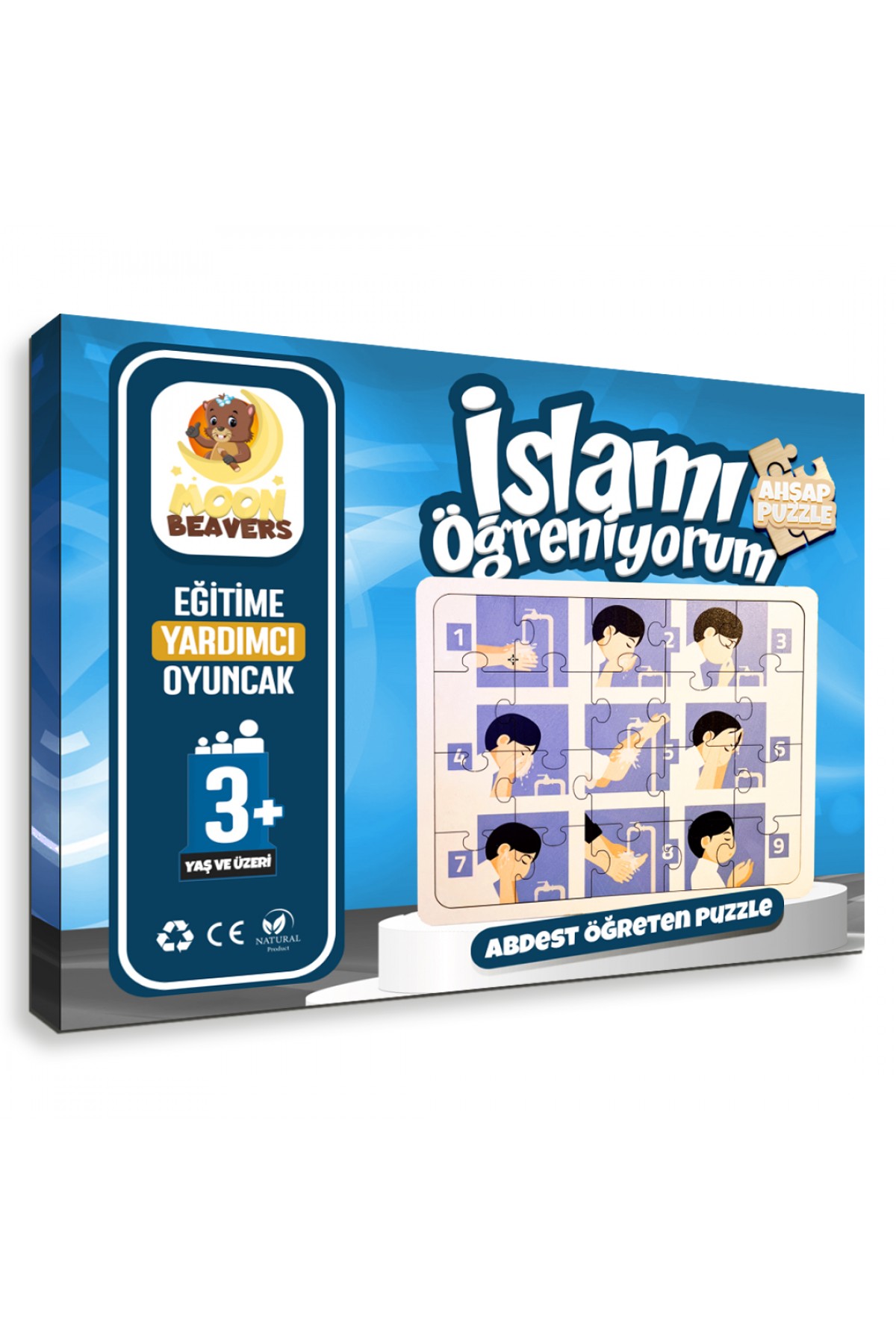 İslamı Öğreniyorum Puzzle Serisi - 3 İslami Eğitici Öğretici Geliştirici Ahşap Sağlıklı Oyuncak