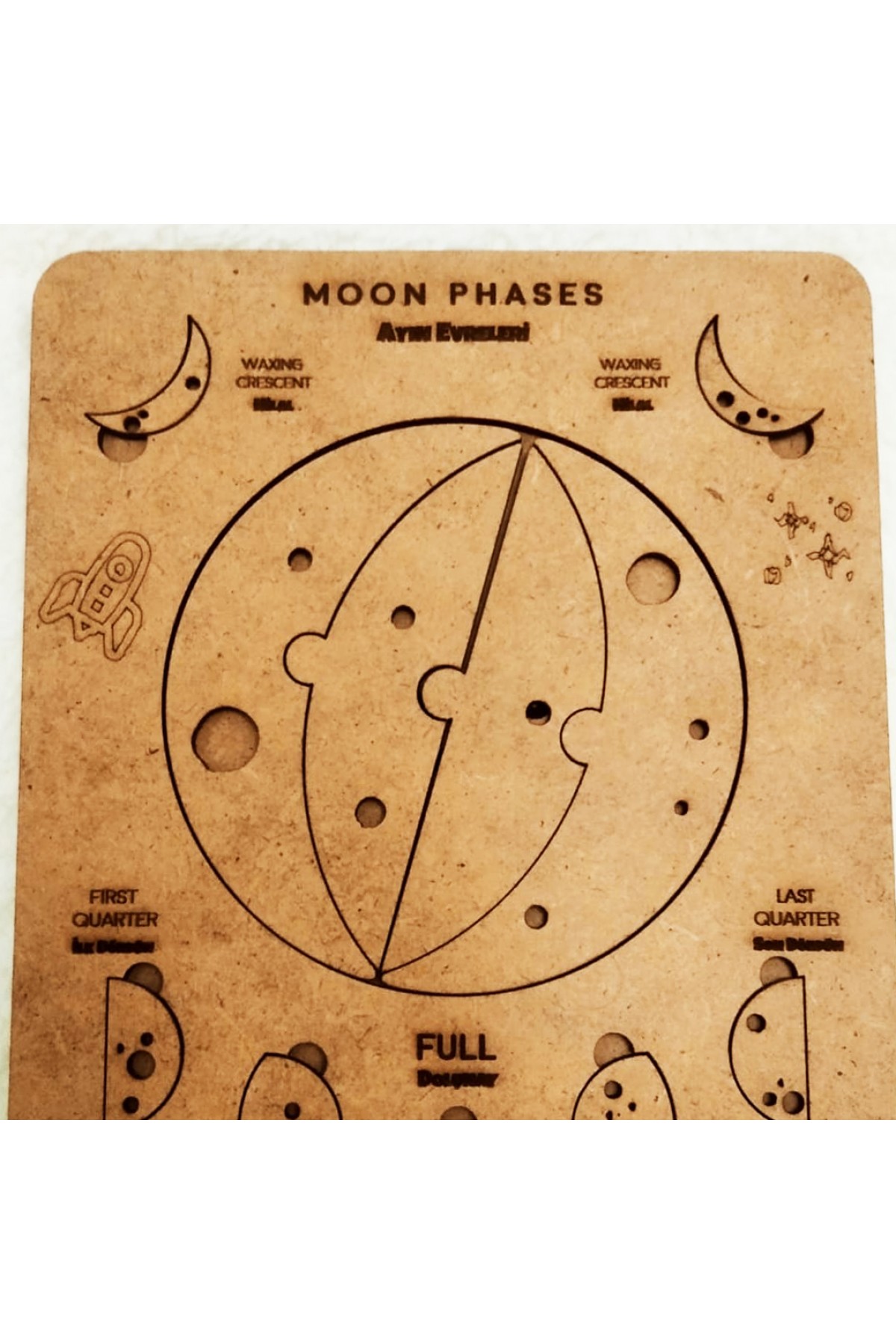 Ayın Evreleri Eğitici Öğretici Geliştirici Boyanabilir Ahşap Sağlıklı Oyuncak